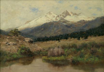 Charles Partridge Adams, "Longs Peak and Mt. Meeker with Early Snow", oil, c. 1900 painting for sale