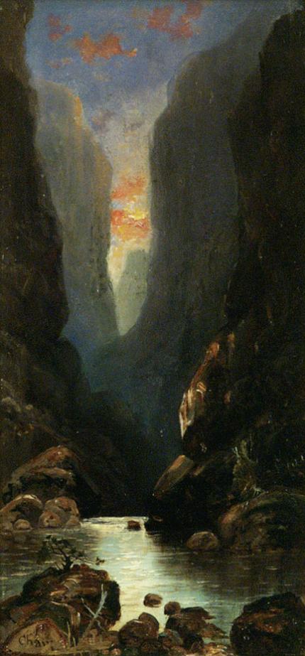 Helen Henderson Chain, "Royal Gorge (Field Study)", oil, c. 1875