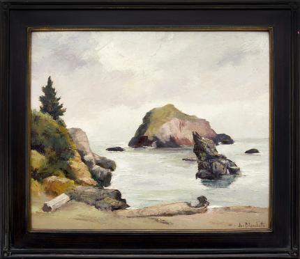 Jon Blanchette original oil painting for sale, Van Damme Beach, Mendocino, California, oil, circa  1960