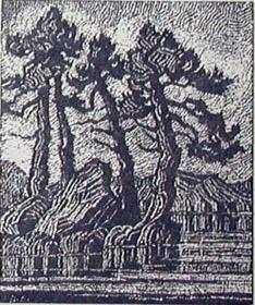 Sven Birger Sandzen, "A Mountain Lake, 2 editions printed", woodcut, 1928, Sandzén