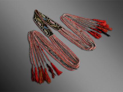 Creek Indian beaded sash, 19th century beaded native american sash, beaded sash with red and black