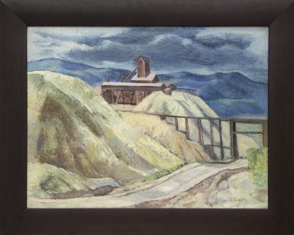Paul Kauvar Smith, Untitled (Colorado Mine), oil painting circa 1940 for sale, framed mine landscape, colorado mine landscape, framed oil painting