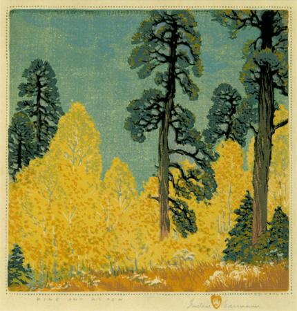 Gustave Baumann, "Pine and Aspen; 84/125", woodcut, 1946 painting for sale