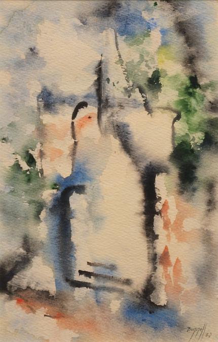 Charles Ragland Bunnell, "Untitled", watercolor on paper, 1953, painting, for sale purchase consign auction denver Colorado art gallery museum