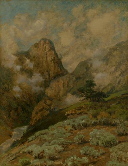 Charles Partridge Adams, "Untitled (Mountains and Clouds)", oil on canvas, 1887 painting for sale