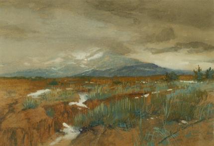 Gerald (Ira Diamond) Cassidy, "Spring Snows", watercolor, c. 1900