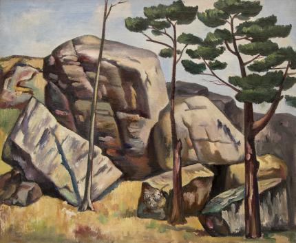 southwestern landscape painting, original oil painting, 1920s original artwork, American Modernist painting, Art League of Denver