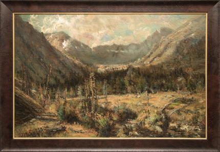 W.H.M. Cox, "Untitled (Ouray, Colorado)", oil on canvas, c. 1885, 19th century historic landscape telluride mountain