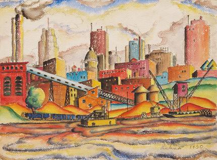 Paulina Jones Everitt, "Untitled (Kansas City)", watercolor, 1930