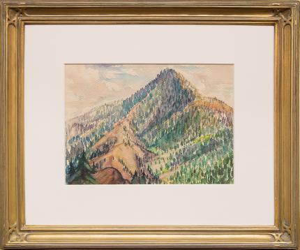 Charles Ragland Bunnell, "Cameron's Cone (Above Colorado Springs, Colorado)", watercolor, c. 1930