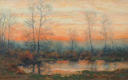 Charles Partridge Adams, "Fall Sunset (Colorado)", oil, c. 1905 painting for sale