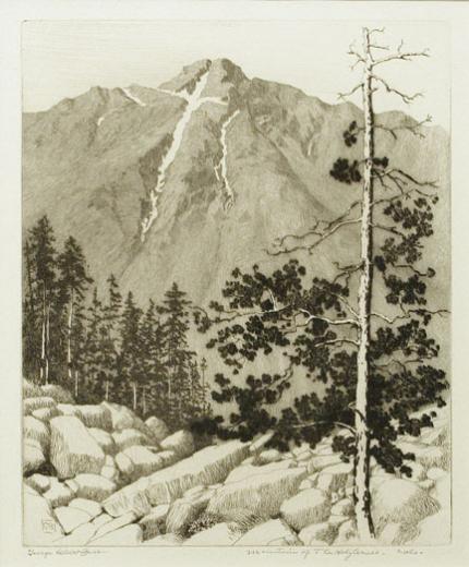 George Elbert Burr, "Mountain of the Holy Cross (Colorado)", etching, c. 1915 painting for sale