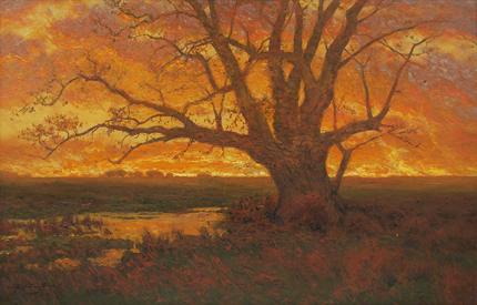Charles Partridge Adams, "Untitled (Tree at Sunset, Colorado)", oil, c. 1900  painting for sale