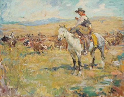 Frank B. Hoffman, "Self Portrait On Horseback", oil on canvas
