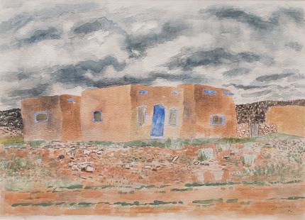 Ward Lockwood, "Untitled (Adobe)", watercolor on paper, 1940