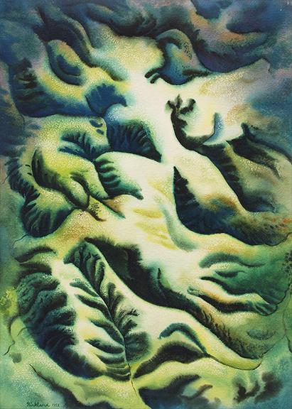 Vance Hall Kirkland, "Colorado From The Air", watercolor on paper, 1952