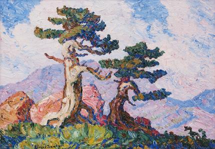 sandzén, Sven Birger Sandzen, "Timberline Hills, Longs Peak Colorado", oil, 1929 painting for sale