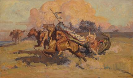 Allen Tupper True, "Untitled (The Attack)", oil, 1911