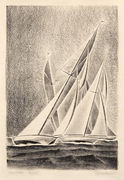 Arnold H. Ronnebeck, "Yacht Races (Grand Lake, Colorado); edition of 25", lithograph, 1933