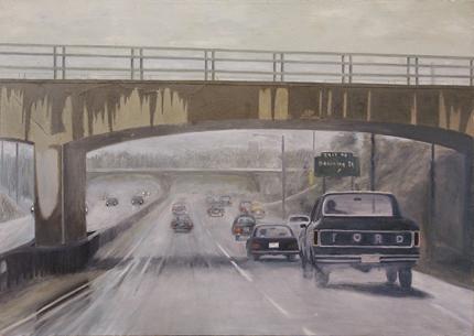 Edward Goldman, "Underpass (Near Downing Street, Denver)", acrylic, c. 1975