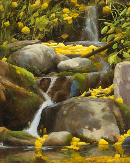 Cydney Springer, "Autumn Cascade (Stream off Fall River Road) (Rocky Mountain National Park)", oil
