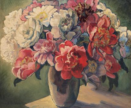 Vance Kirkland still life peonies oil painting for sale purchase consign auction denver art gallery