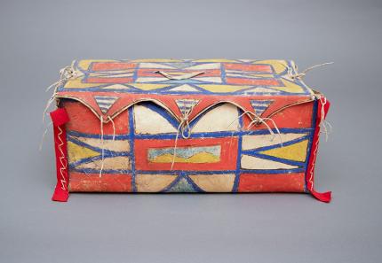 Antique Native American Painted Parfleche Box, Plateau, 19th Century for sale purchase consign auction art gallery museum denver