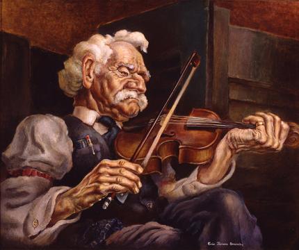 Eric James Bransby, "The Old Fiddler (Old Chris)", tempera, 1940, painting art gallery for sale purchase