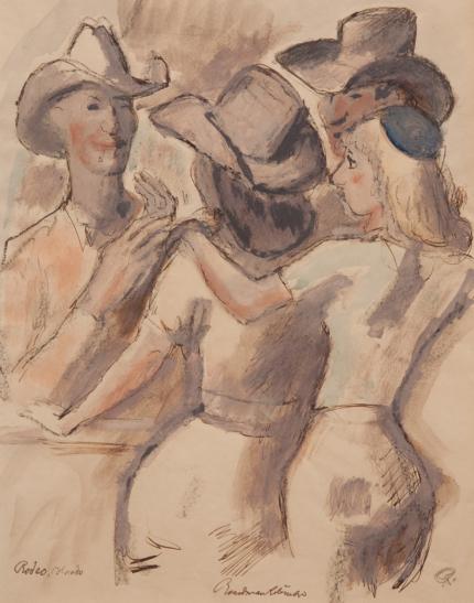 Boardman Robinson, "Rodeo, Colorado", mixed media, circa 1940 for sale purchase