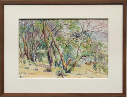 Irene D. Fowler, "Untitled (Trees in a Western Landscape)", watercolor Denver Colorado art gallery painting for sale auction