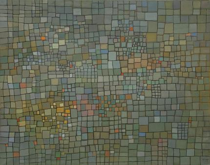 Robert Wolfe, "City of the Forest", oil, 1957 mid century modern abstract painting art gallery for sale 