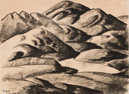 Vance Hall Kirkland, "Untitled (Mountain Sketch)", conte crayon, circa 1930