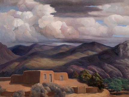Anna Elizabeth Keener, "A Northern New Mexico Home", oil, 1965