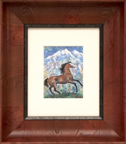 Ila Mae McAfee, "Untitled (Horse and Mountain )", mixed media watercolor painting for sale purchase consign denver colorado gallery museum auction