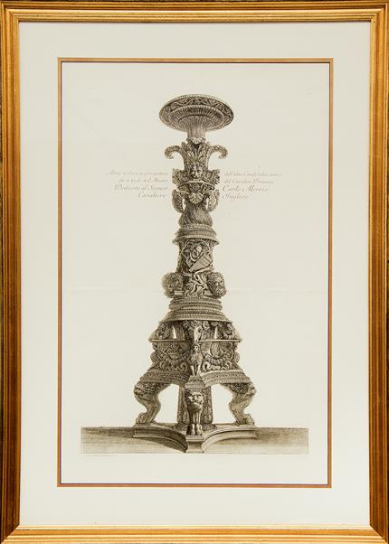 Giovanni Battista Piranesi, "Ancient Candelabra", etching, 19th century fine art for sale purchase buy sell auction consign denver colorado art gallery museum