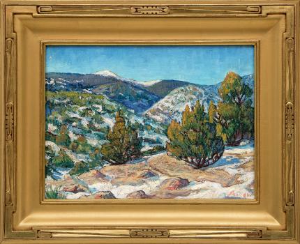 Martin Shaffer, "Taos Landscape", oil, circa 1950 for sale purchase consign auction denver Colorado art gallery museum