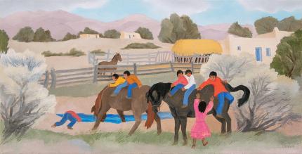 Barbara Latham, "Acequia Madre", oil, circa 1960, painting for sale purchase consign auction denver Colorado art gallery museum