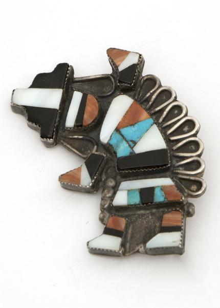 Zuni rainbow man inlay pin vintage old pawn southwest jewelry  Native American Indian antique vintage art for sale purchase auction consign denver colorado art gallery museum
