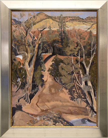 Joellyn Duesberry, "Winter Streambed, New Mexico (Ghost Ranch, Abiquiu)", oil, February 1989 painting for sale purchase auction consign denver colorado art gallery museum