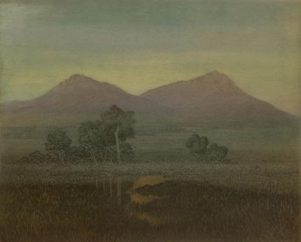 George Elbert Burr, "Spanish Peaks, Colorado", etching, circa 1930 landscape historic antique old fine art painting for sale purchase buy sell denver colorado gallery museum auction