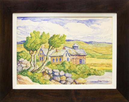 Birger Sandzen, "Kansas Farm", watercolor, 1940 painting fine art for sale purchase buy sell auction consign denver colorado art gallery museum