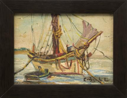 Caroline Bell, "Untitled (Sailboat)", oil