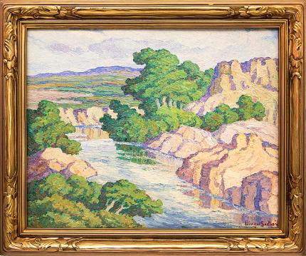 Birger Sandzen, "Kansas Stream (Graham County, Kansas)", oil painting for sale denver colorado art gallery museum auction consign sell buy