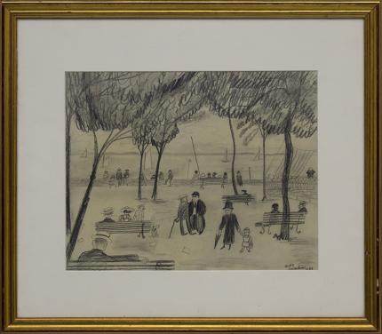 Hilaire Hiler, "Untitled (Park at Arcachon, France)", graphite, 1927 painting fine art for sale purchase buy sell auction consign denver colorado art gallery museum                                      