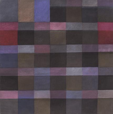 Margo Hoff, "Light Calendar Series #1", abstract painting, vintage original signed, 1984-1985, purple, blue, pink, black. lavender 