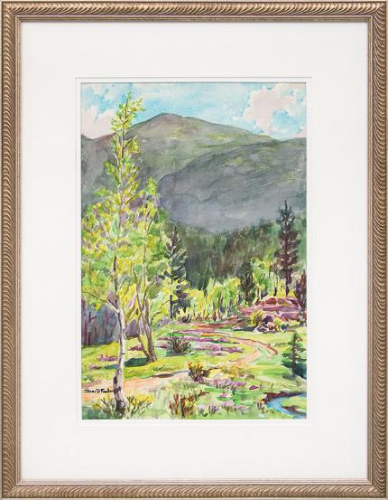 Irene D. Fowler, "Untitled (Early Summer, Colorado Mountains)", watercolor, circa 1930-1950, for sale purchase consign auction denver Colorado art gallery museum