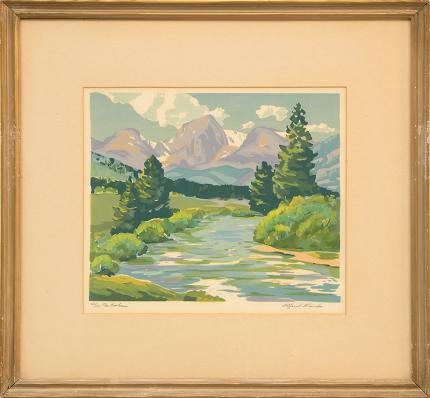 Alfred James Wands, "The Rockies print silkscreen painting fine art for sale purchase buy sell auction consign denver colorado art gallery museum