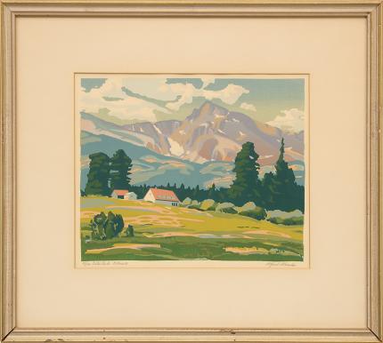 Alfred James Wands, "Estes Park Colorado" silkscreen print painting fine art for sale purchase buy sell auction consign denver colorado art gallery museum