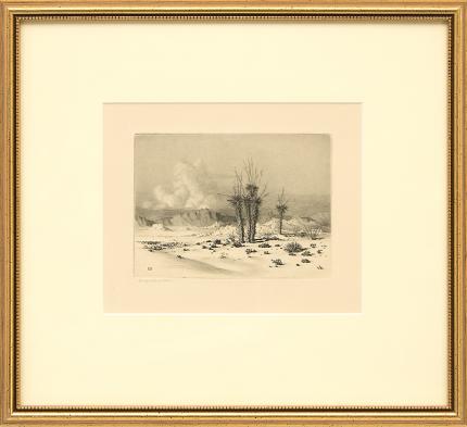 George Elbert Burr, "Evening, Arizona", etching, August 1930 painting fine art for sale purchase buy sell auction consign denver colorado art gallery museum