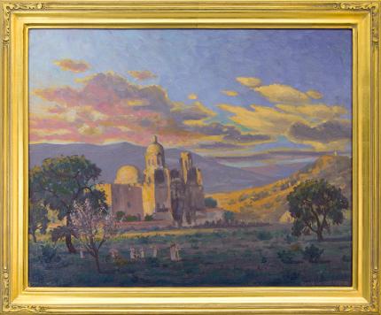 Harold Skene, "St. Xavier (Tucson, Arizona)" 1959 saint vincent oil painting fine art for sale purchase buy sell auction consign denver colorado art gallery museum 